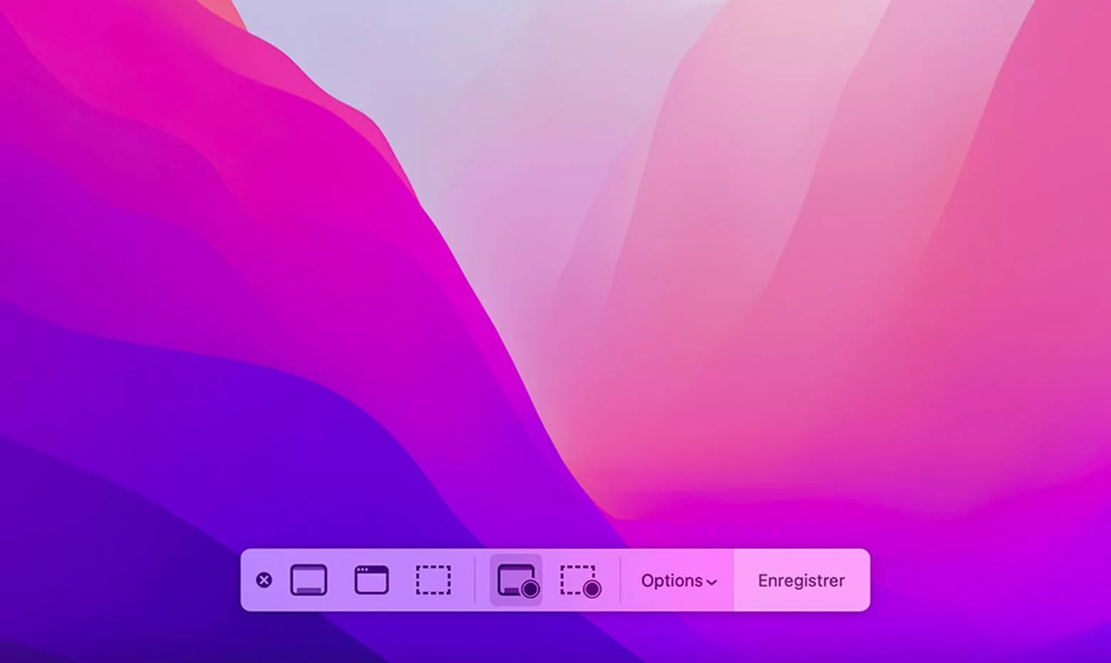 Interface utilisateur colorée avec boutons d’options.
