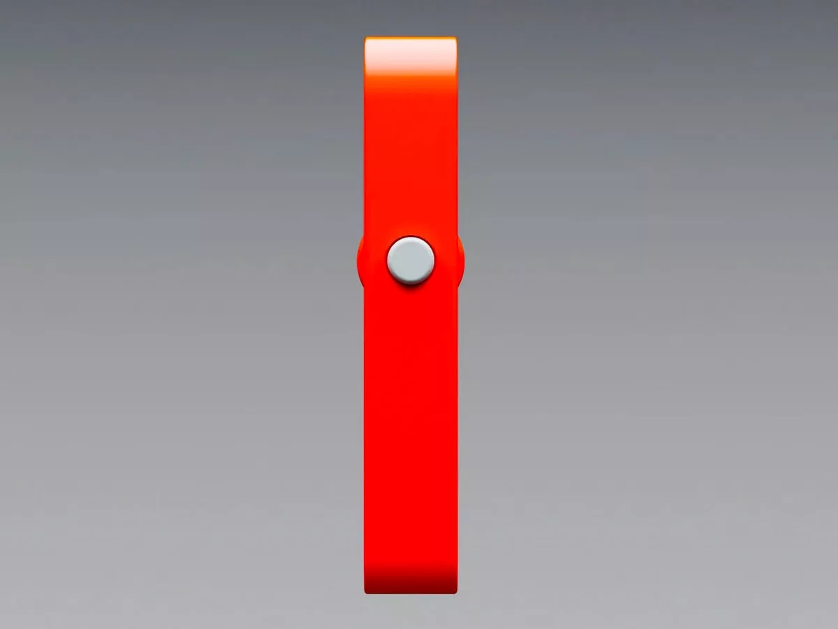 Bracelet électronique rouge sur fond neutre.
