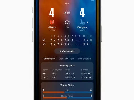 Application de scores de baseball en direct.