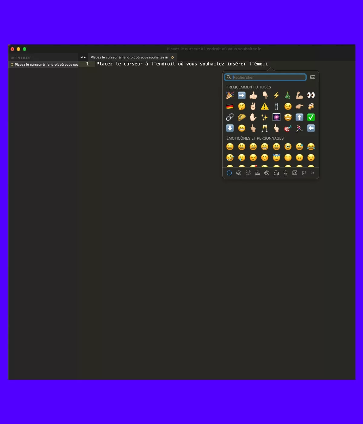 Interface utilisateur avec sélection d'emoji sur écran.