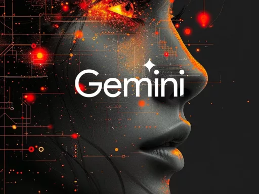 Visage féminin futuriste avec inscription "Gemini".