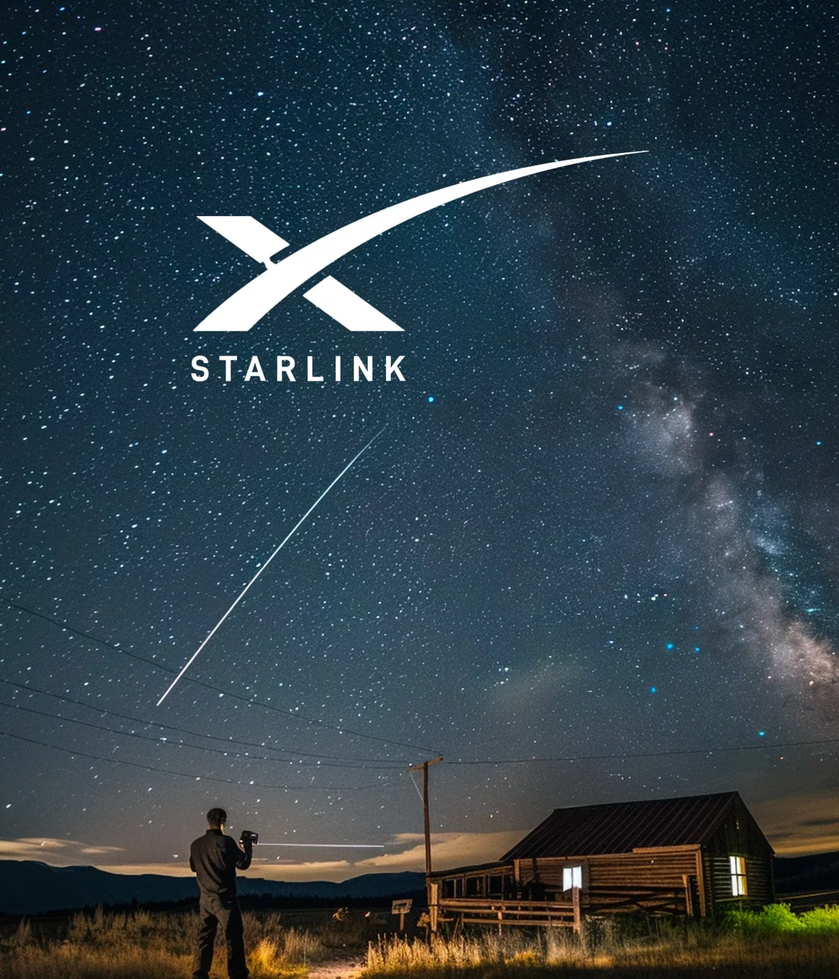 Ciel étoilé, satellite Starlink, observateur nocturne.