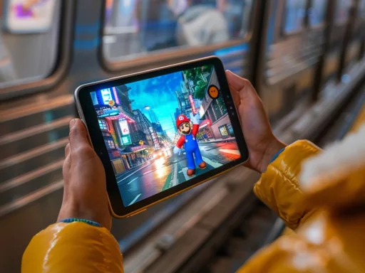 Jeu Mario sur tablette dans le métro