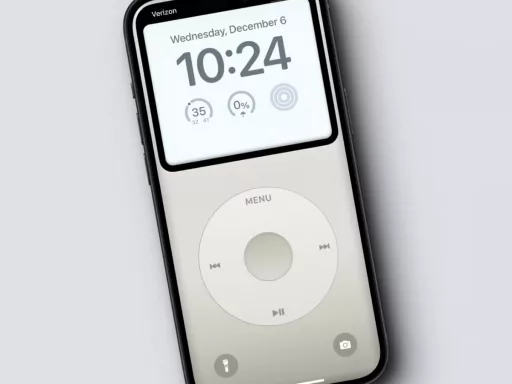 Smartphone affichant interface iPod classique.