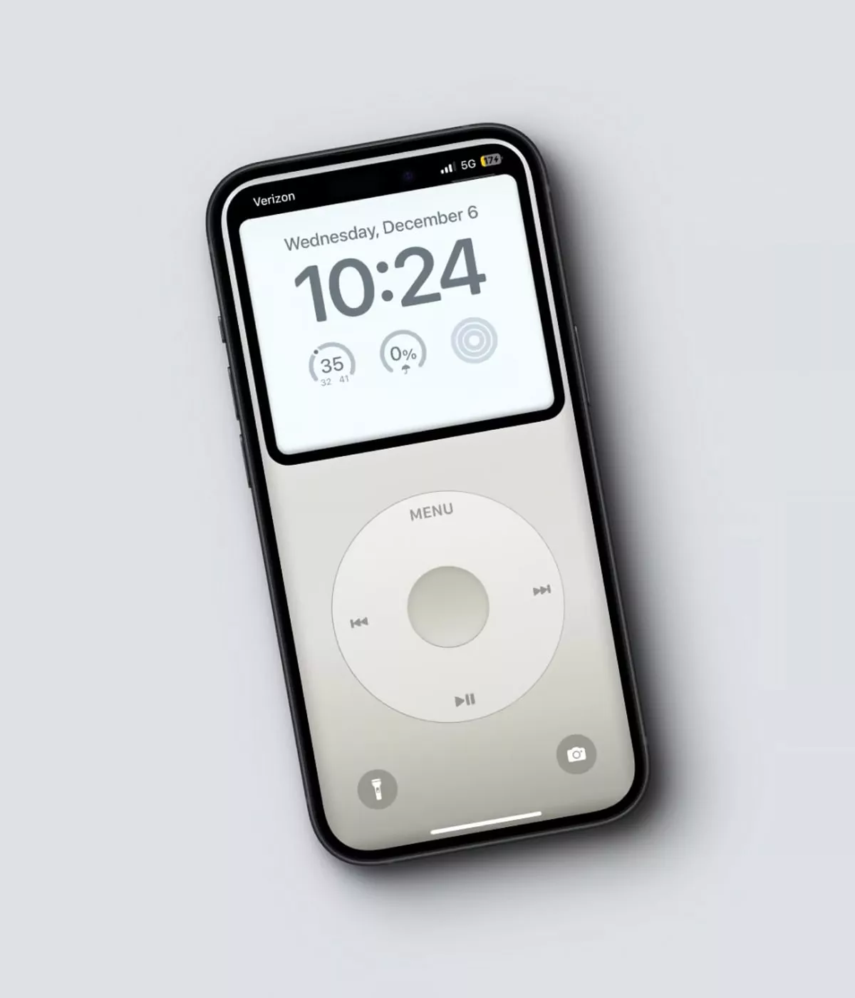 Smartphone affichant interface iPod classique.