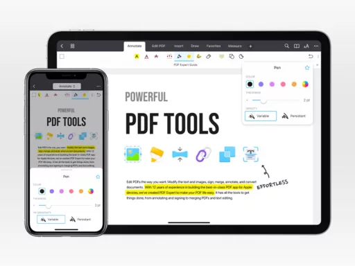 Outils PDF puissants sur téléphone et tablette.