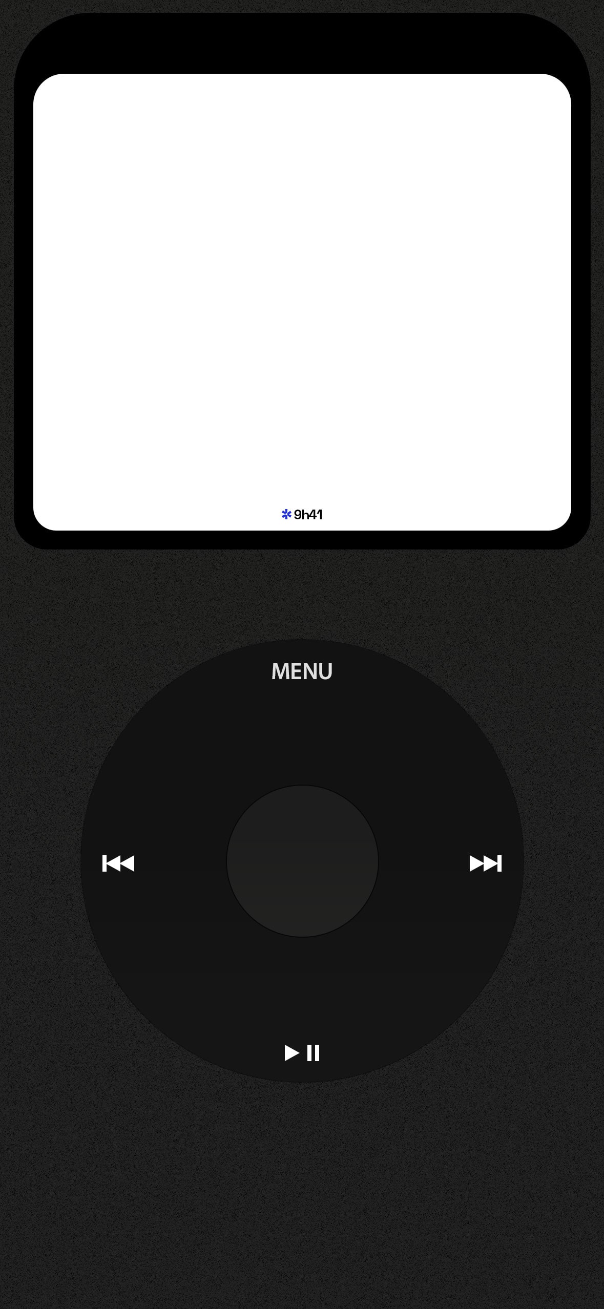 Lecteur MP3 noir avec écran et boutons.