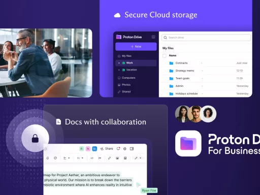 Proton Drive pour entreprise, stockage cloud sécurisé