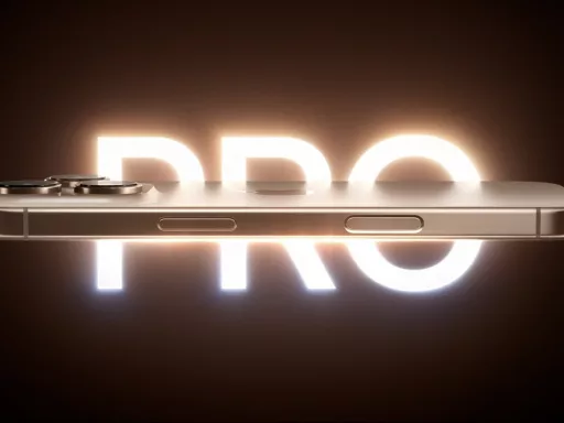 Smartphone Pro doré sur fond lumineux.