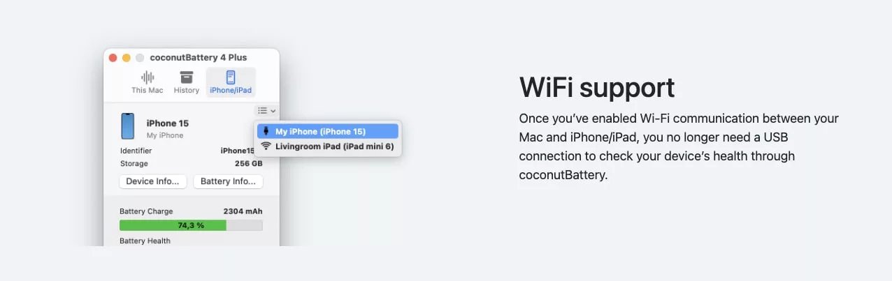 Capture du support Wi-Fi iPhone et iPad.