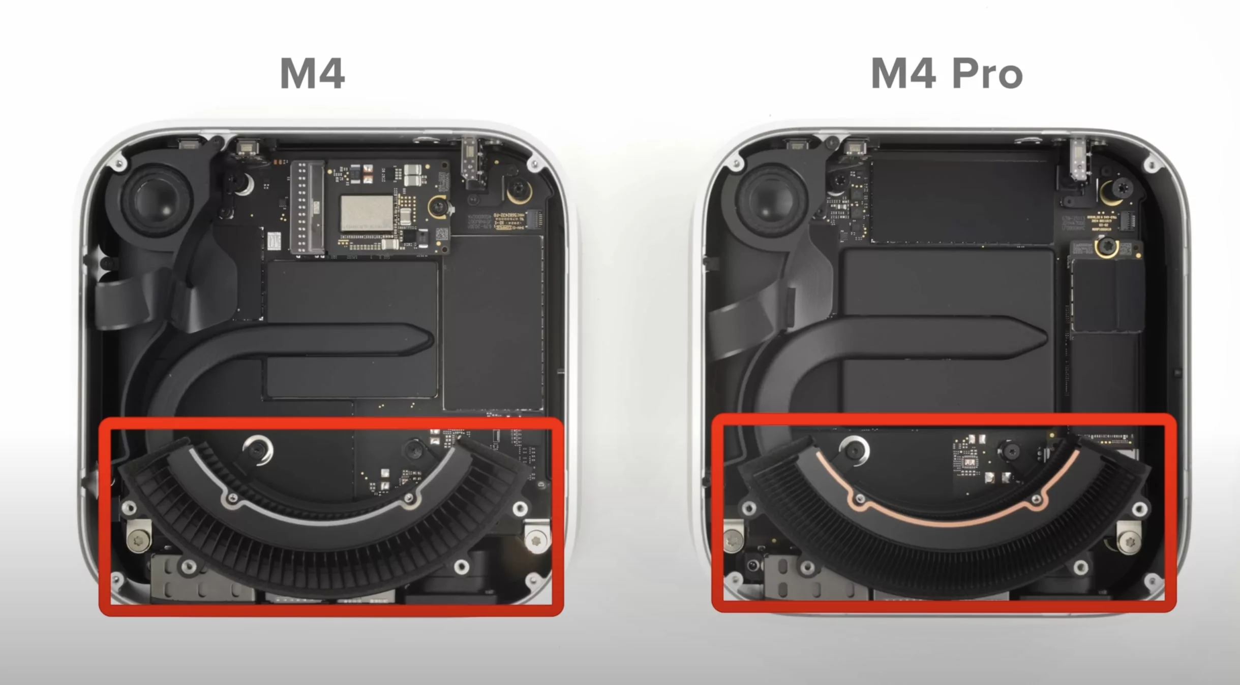 Comparaison interne des modèles M4 et M4 Pro.