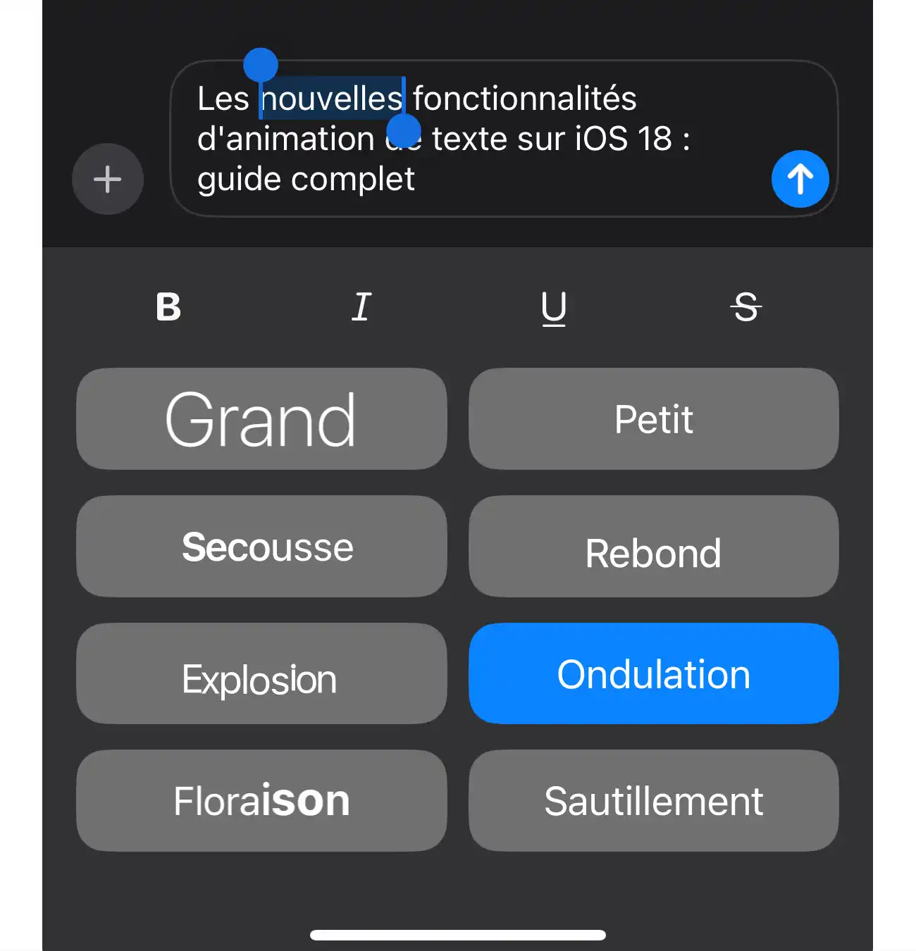 effets texte ios 18