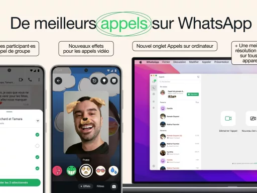 Appels vidéo améliorés sur WhatsApp, appareils variés.