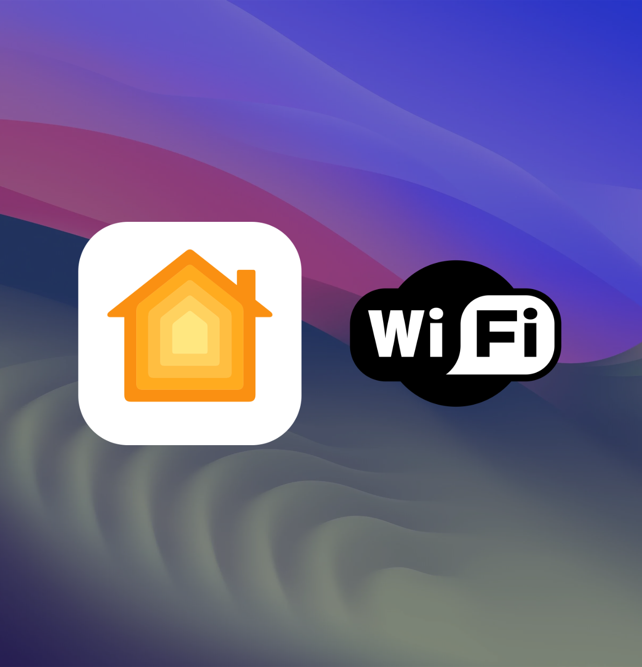 Icônes maison et WiFi sur fond coloré