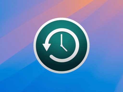 Icône de sauvegarde sur fond dégradé bleu-orange.