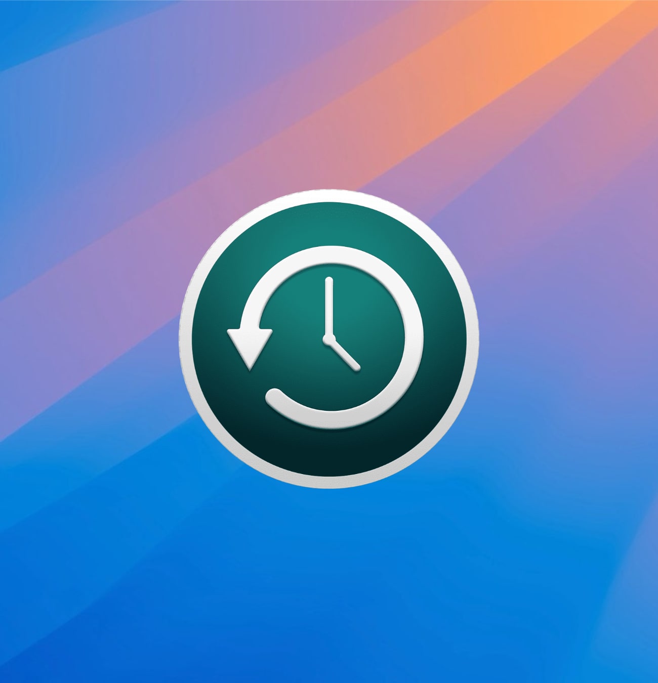 Icône de sauvegarde sur fond dégradé bleu-orange.