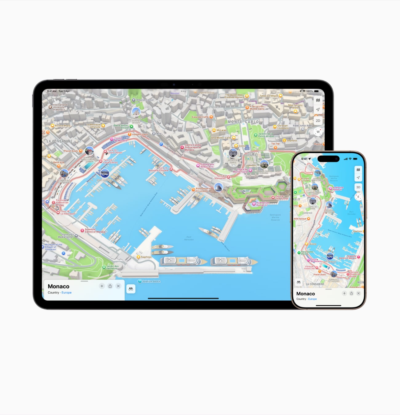 Carte interactive de Monaco sur iPad et iPhone.