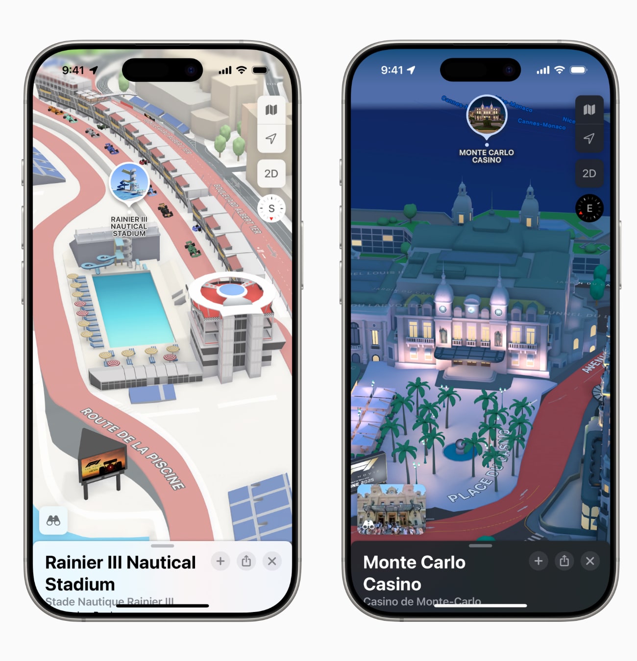 Cartes 3D de Monaco sur smartphones.