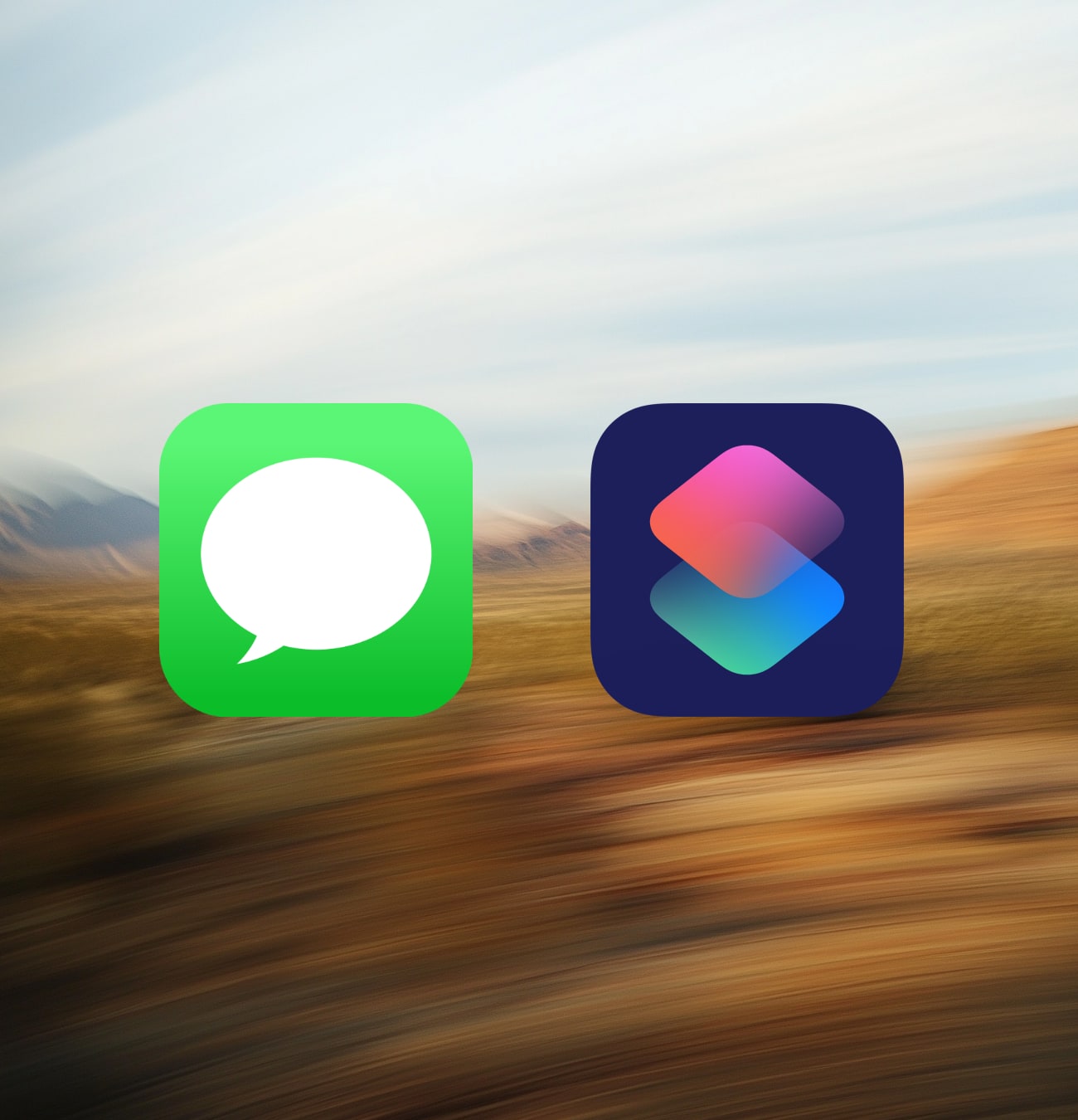 Icones applications sur fond flou désert