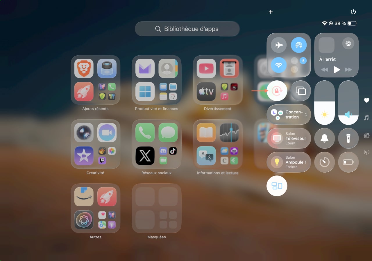 comment verrouiller rotation ecran ipad
