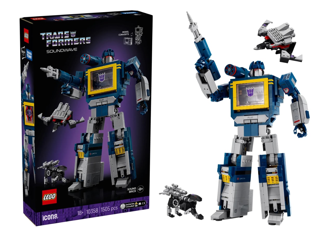 LEGO Soundwave Transformers en boîte et assemblé.
