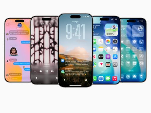 Cinq écrans de téléphone affichant différentes applications.