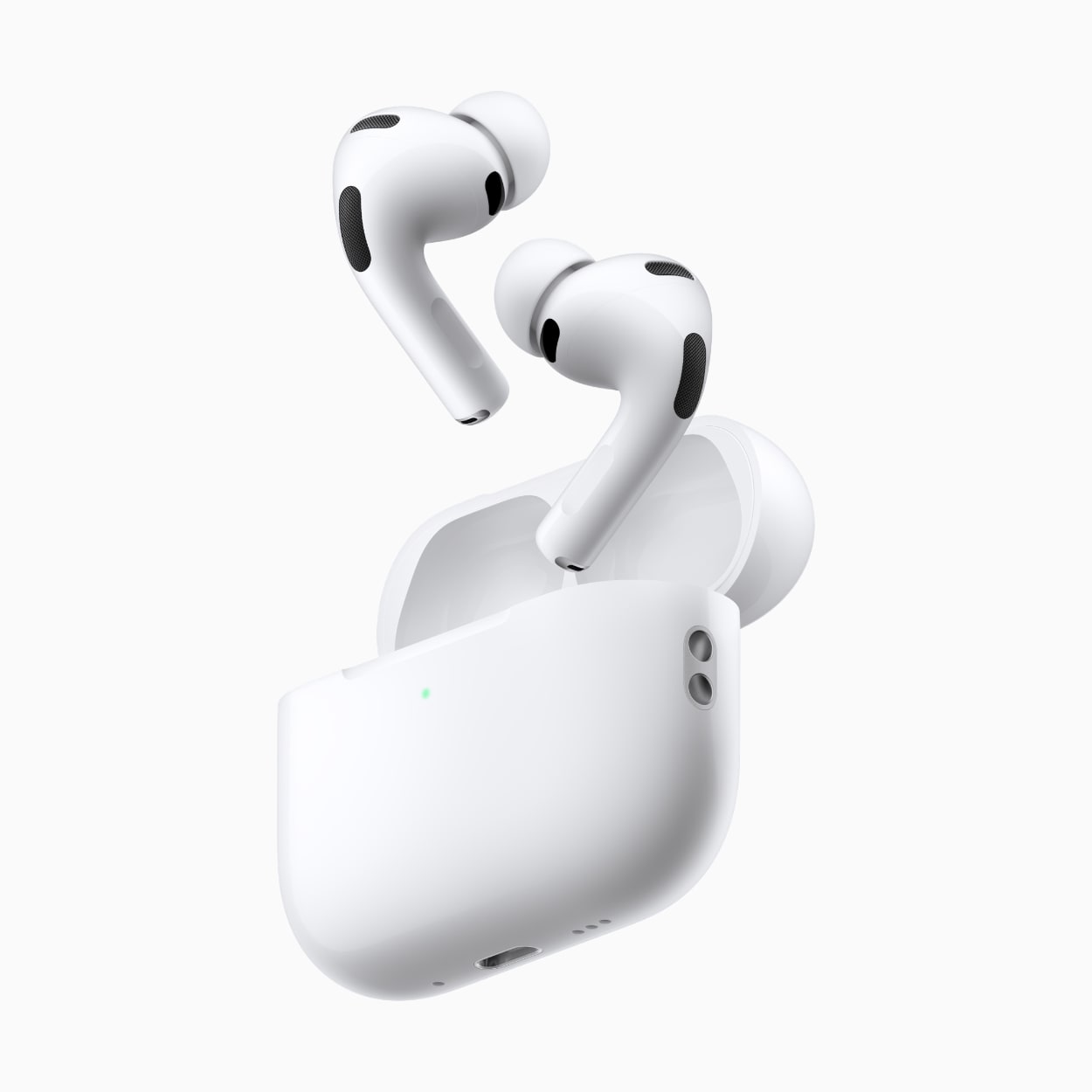 Écouteurs sans fil blanc avec boîtier ouvert. airpods pro 3