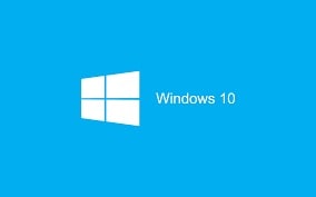 Logo Windows 10 sur fond bleu
