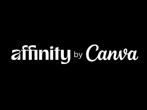 Logo Affinity par Canva sur fond noir.