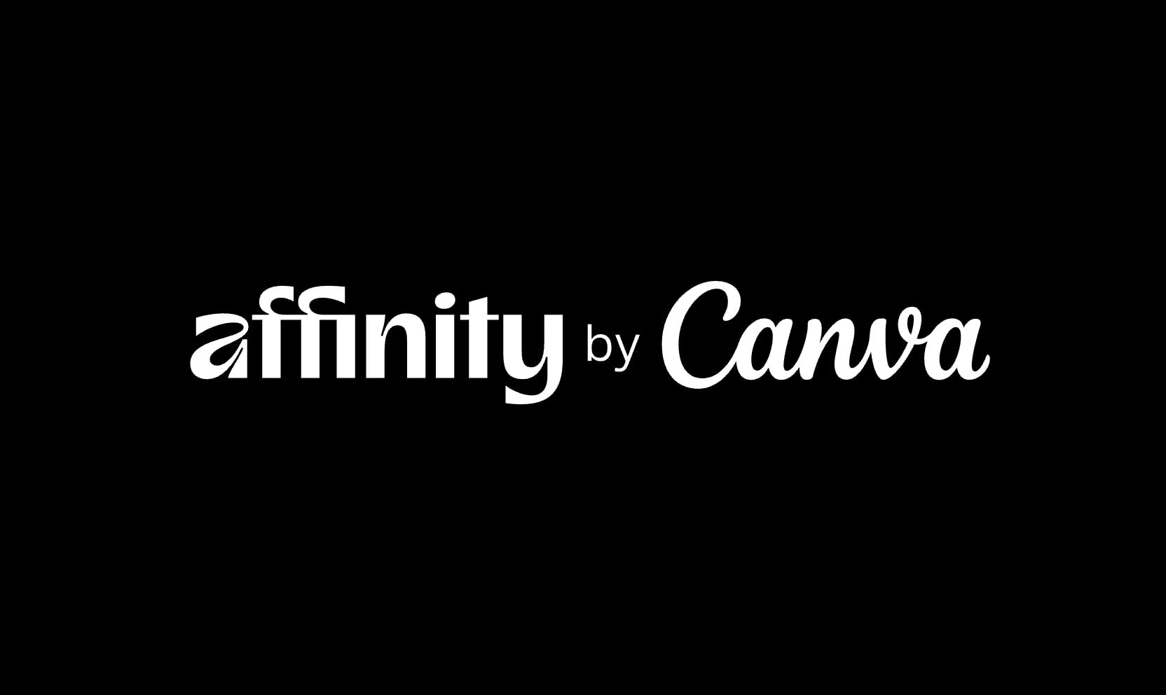 Logo Affinity par Canva sur fond noir.