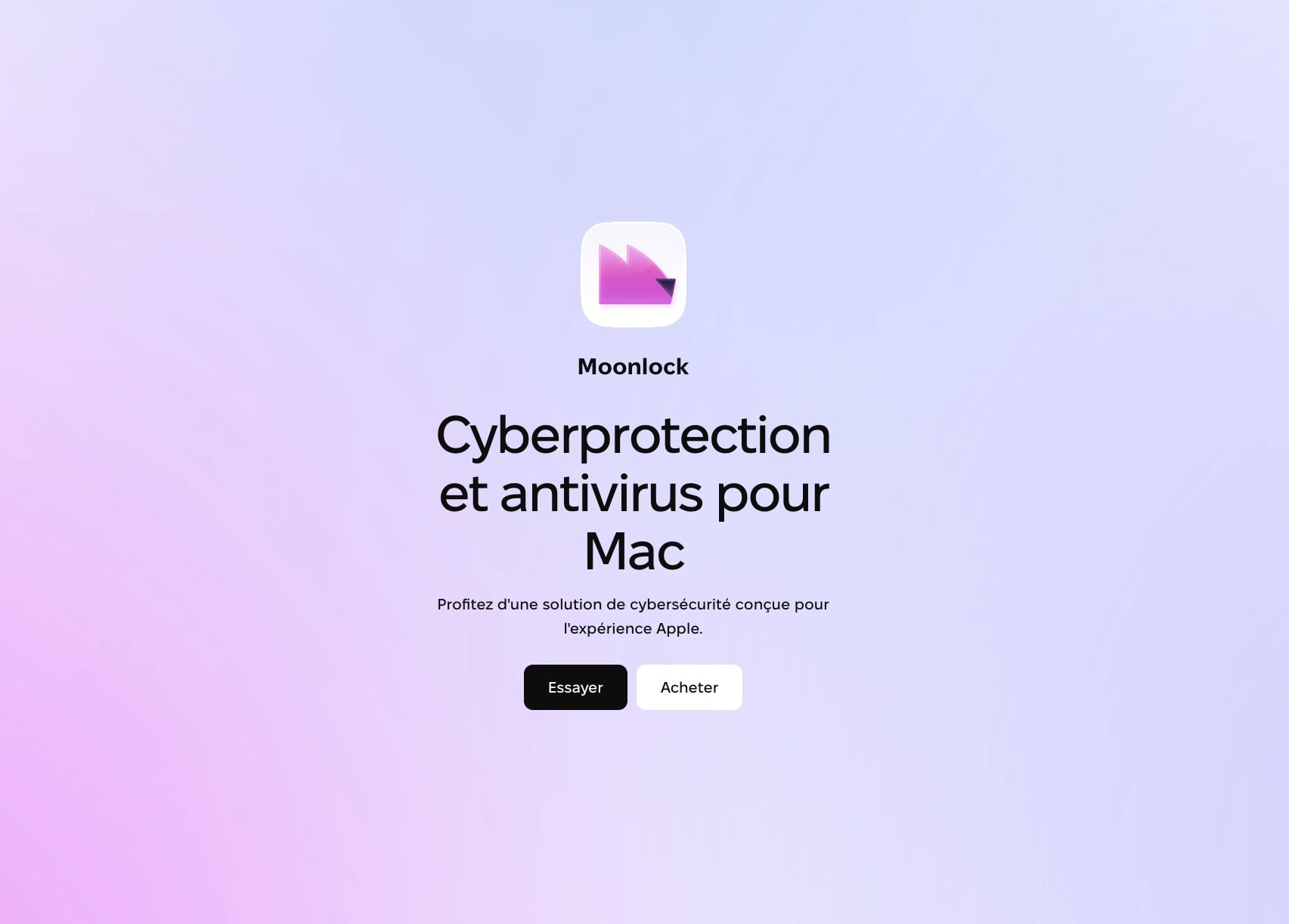 moonlock Page de présentation d'antivirus pour Mac.