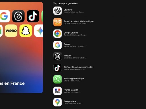 Applications les plus populaires en France 2025.