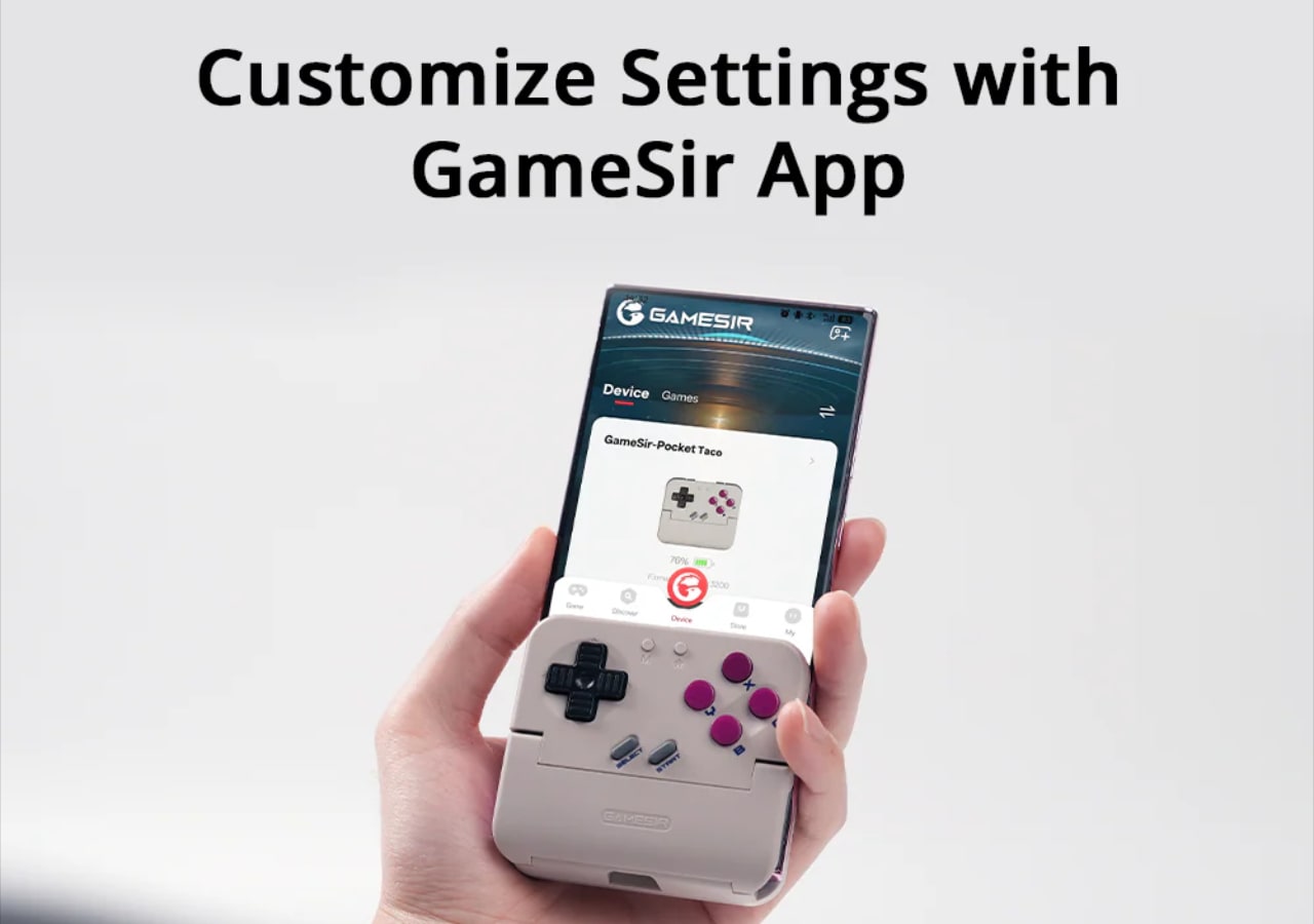 Personne personnalisant paramètres sur application GameSir.
