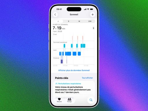 Écran d'application de suivi du sommeil.