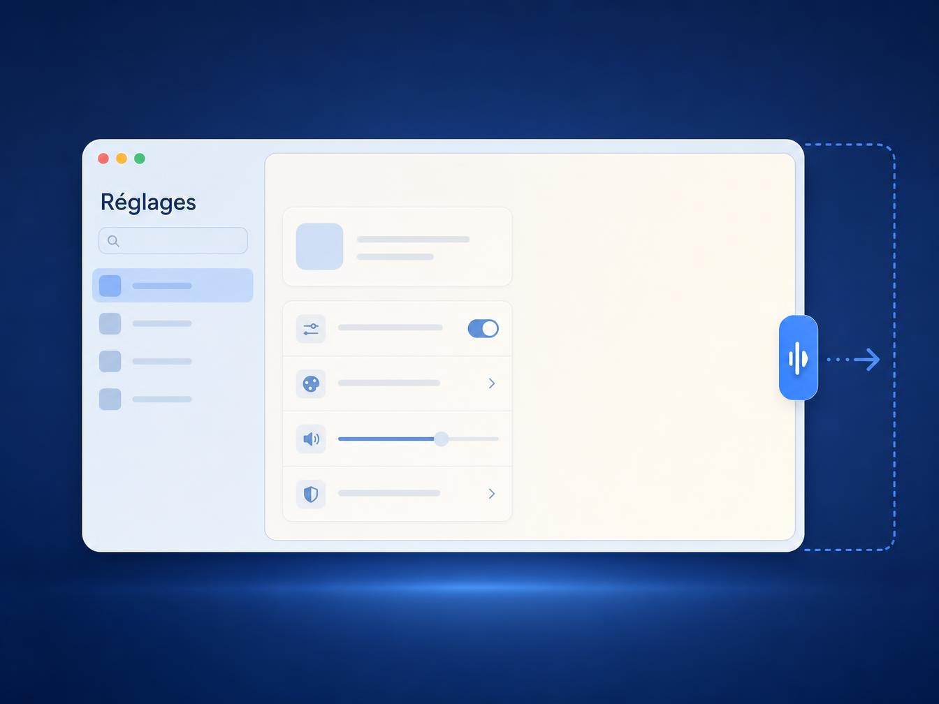 Fenêtre Réglages Système de macOS 27 étirée horizontalement, avec sa poignée de redimensionnement