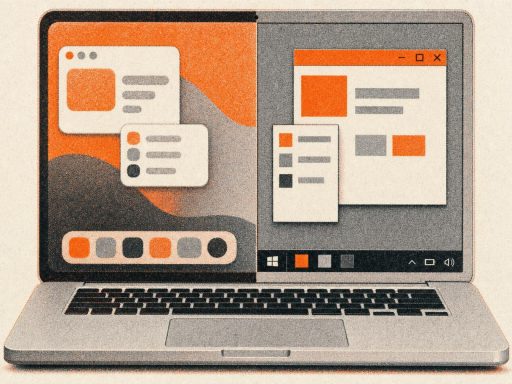 Écran d'un MacBook partagé entre l'interface macOS et le bureau Windows, illustrant le partitionnement Boot Camp