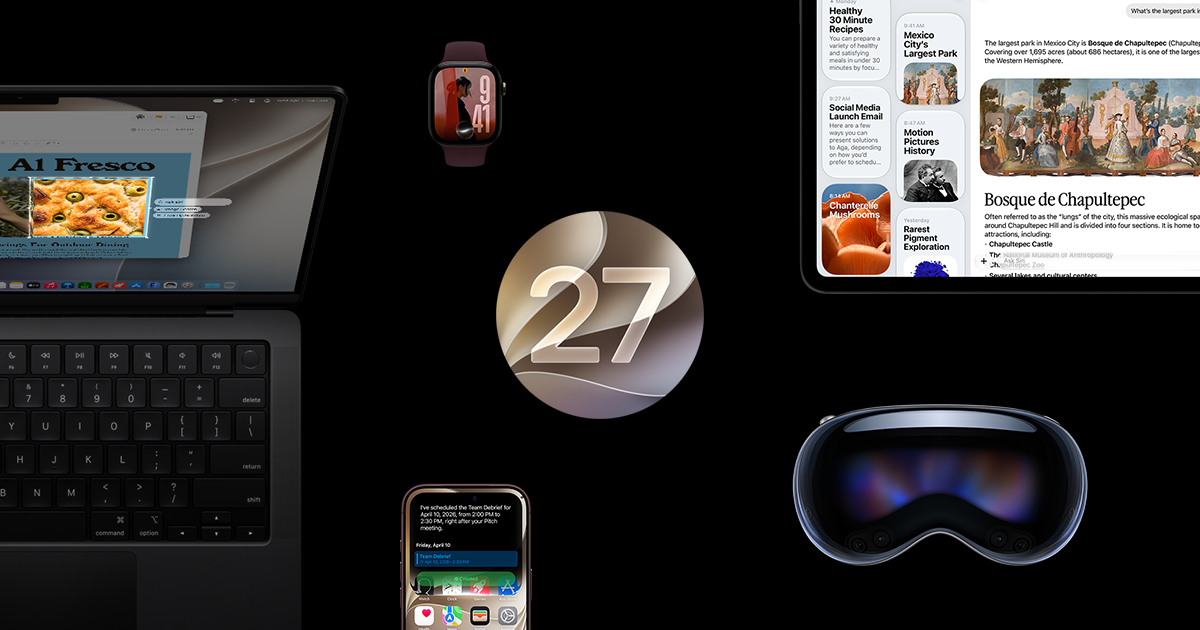 Apple Watch et iPhone parmi les appareils présentés avec watchOS 27 et iOS 27, visuel officiel Apple
