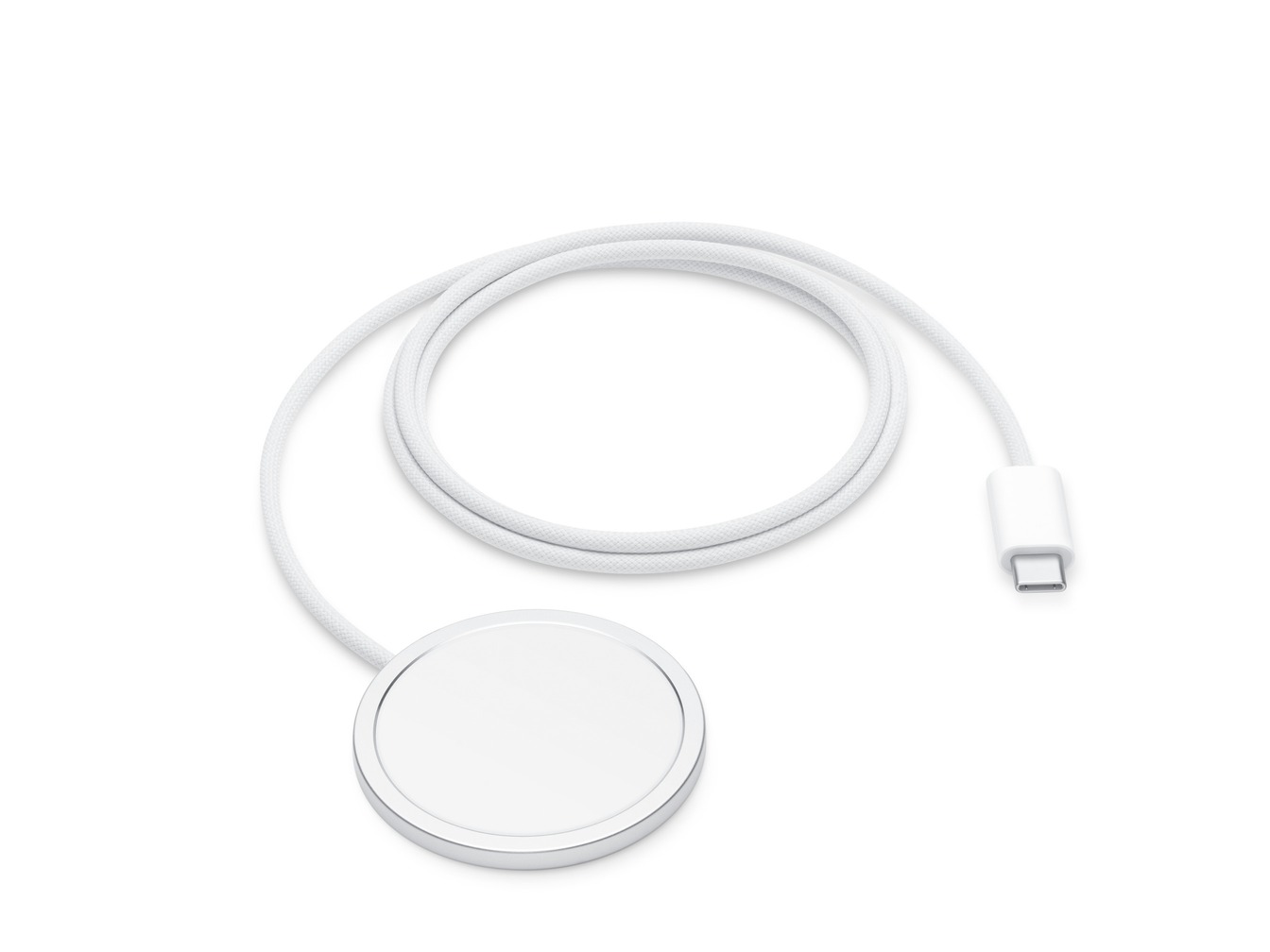 Chargeur MagSafe d'Apple avec câble USB-C tressé blanc